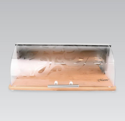 Kuti buke Maestro MR-1670S, kapak rrëshqitës, çelik inox dhe dru, transparente