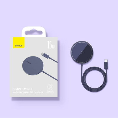 Karikues wireless magnetik Baseus, 15W, Qi Qi2, i bardhë
