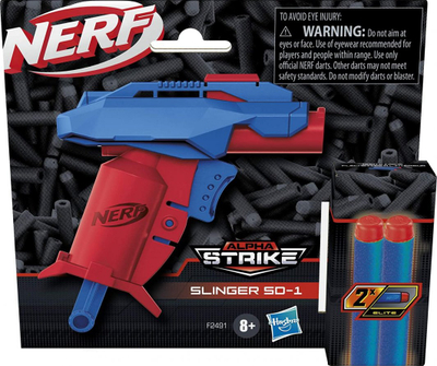 Lodër blaster NERF Alpha Strike Slinger SD-1, me fishekë shkumë, ngarkim manual, blu portokall