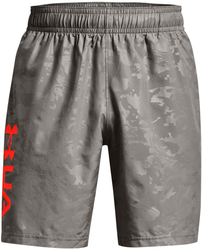 Shorce Under Armour Woven Embroidered për meshkuj, material i lehtë, me xhepa, gri