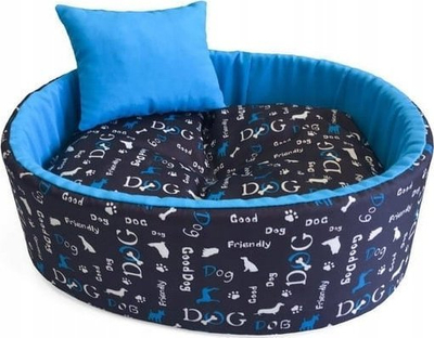 Shtrat për qen Diversa Funky Dog Bed 3, oval, me jastëk, blu