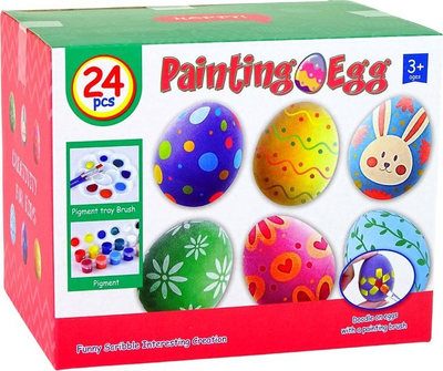 Set kreativ për Pashkë Painting Egg, 24 vezë plastike, bojëra dhe shkëlqim, shumëngjyrësh
