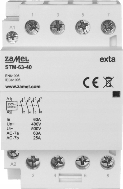 Kontaktor ZAMEL STM-63-40, 4 pole, 63A, 24V AC DC