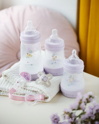Цуцла MAM Perfect Start Planet Love за девојче, 160ml, розова