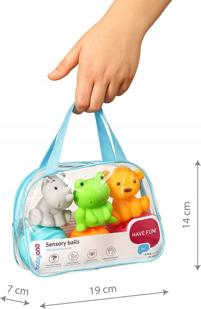 Toptha sensorialë për bebe BabyOno Have Fun, set me 6 copë, 6M+, shumëngjyrësh