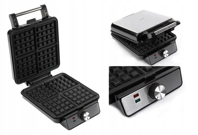 Pjekës waffle Huslog HUS1031, 1500W, pllaka 23.5x23.5 cm, i zi