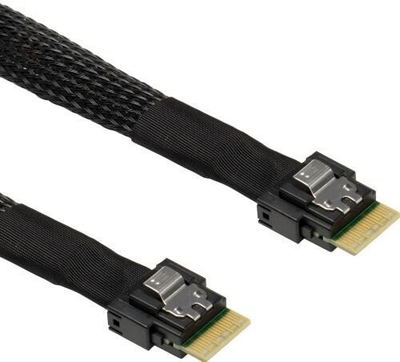 Kабел Inter-Tech SFF 8654-4i во SFF 8654-4i, 0.7m, црн