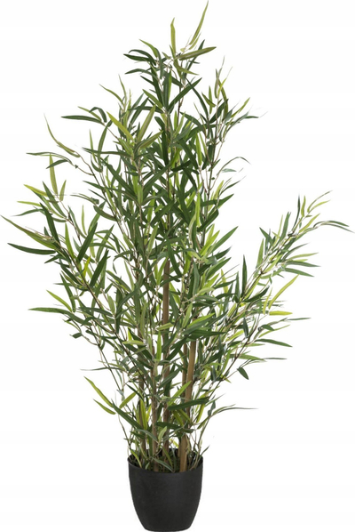 Lule artificiale bambu për zbukurim, 90 cm, me vazo të zezë