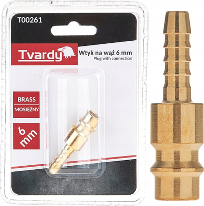 Lidhës bronzi për zorrë Tvardy T00261, 6mm, tip mashkull, ngjyrë bronzi