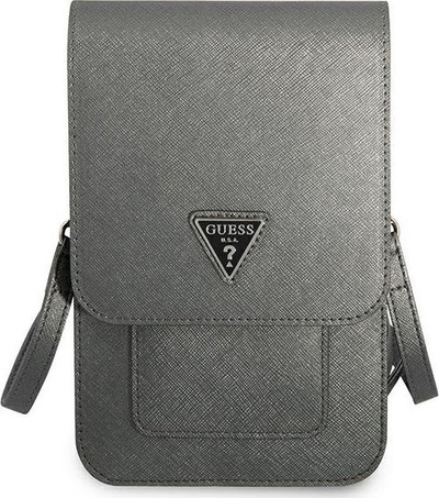 Çantë për smartphone Guess GUWBSATMGR Saffiano Triangle, lëkurë eko, gri