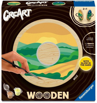 Креативен сет за сликање Ravensburger CreArt Wooden Hills, сликање по броеви, на дрво, за возраст 12+