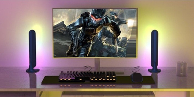 Set drita ambienti RGB, WiFi dhe Bluetooth, me telekomandë, i zi