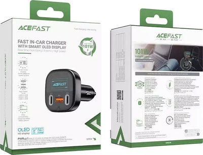 Karikues makine ACEFAST Ultimate, 100W, 2x USB C dhe USB A, me ekran OLED, i zi