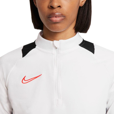 Bluzë sportive Nike Dri Fit Academy 21 W, me zinxhir 1/4, për goca, e bardhë me të zezë
