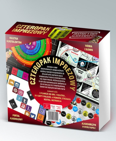 Set lojrash me alkool Grammi Party Four Pack, 4 lojra, për të rritur, shumëngjyrësh