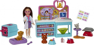 Set lojërash Barbie Chelsea Veterinarian HGT12, kukull me aksesorë, për fëmijë 3+