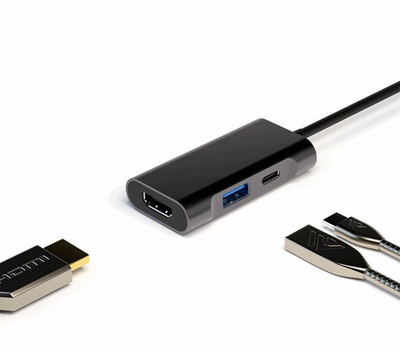 Adapter USB C 4smarts 3in1 Compact Hub DeX, HDMI, USB 3.0, gri metalik