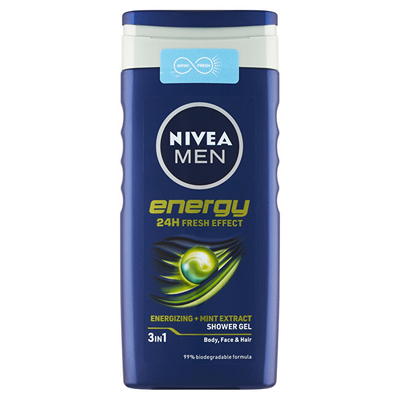Set për burra Nivea Feel Energized, xhel dushi 250 ml + krem 150 ml + antiperspirant roll-on 50 ml + balsam buzësh 4.8 g