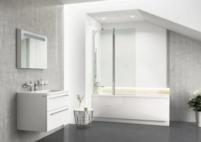 Eкран за када Ravak Chrome 7QRA0100Z1, 150x100cm, две делови, бел