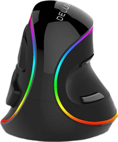 Mouse vertikal DELUX, me kabllo, 4000 DPI, RGB, i zi