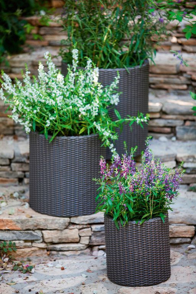 Vazo dekorative plastike Keter Cylinder Planter, për ambiente të brendshme dhe të jashtme, ngjyrë antracit kafe