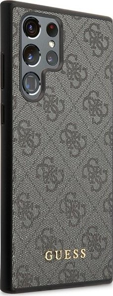 Mbulesë telefoni Guess 4G Metal Logo, për Samsung Galaxy S24 Ultra, lëkurë eco, gri