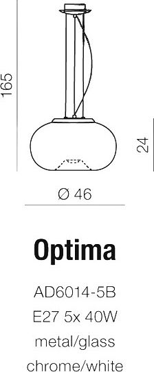 Lampë varëse Azzardo Optima AD6014 5B, E27 5x40W, xham, e bardhë