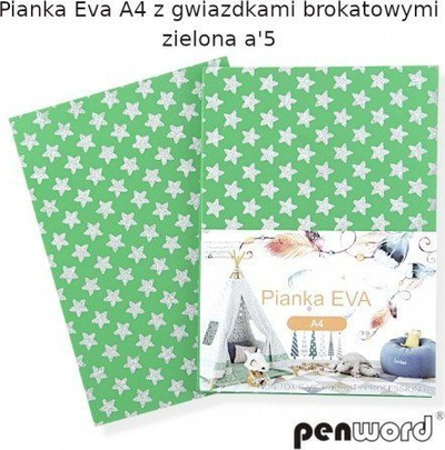 Shkumë dekorative Penword A4, me yje me shkëlqim, 5 fletë, e gjelbër