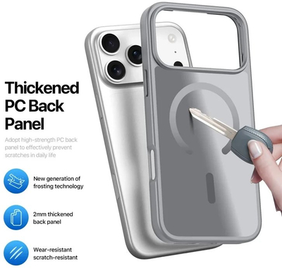 Kllëf telefoni Dux Ducis MagSafe për iPhone 17 Pro Max, mbrojtës, gri