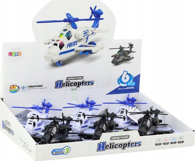 Lodër helikopter policie Lean Toys HT7721, friksion, me drita edhe zë, i bardhë ose i zi