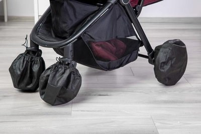 Mbulues rrotash për karrocë Caretero, set 4 copë, material i qëndrueshëm, të zinj