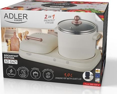 Grill raclette Adler AD 6421, 2 në 1, tenxhere gatimi, i zi