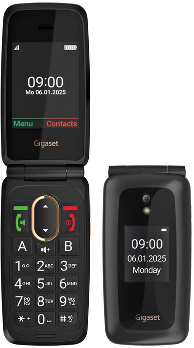 Телефон на преклоп Gigaset GL795, 4G LTE, SOS копче, црн