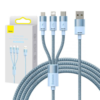 Kabllo karikimi Baseus StarSpeed 1 for 3, 3.5A, 1.2m, blu
