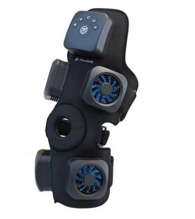 Терапевтски уред Therabody RecoveryTherm Knee, топлинска и ладна терапија, вибрација, црна
