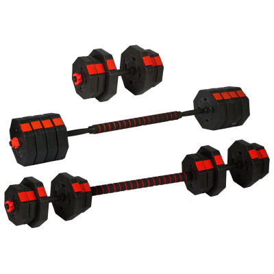 Set hantelash EB Fit 1033419, 2 x 10 kg, i rregullueshëm, i zi me të kuqe