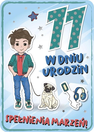 Kartolinë urimi Armin Style Birthday Card 11 GM-747, për ditëlindje 11 vjeç, për çuna, shumëngjyrëshe