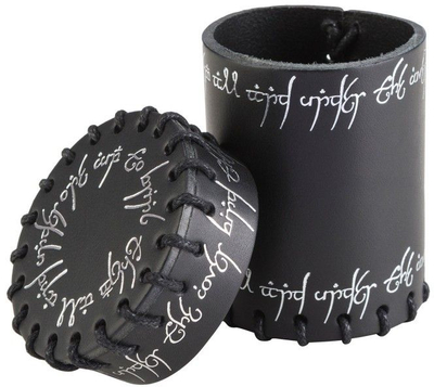 Gotë dekorative Elven Black Leather Cup, lëkurë, me kapak, e zezë