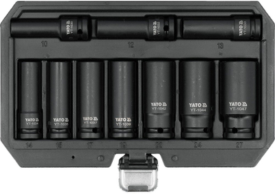 Set kokash goditëse Yato, 1/2", të gjata, 10 copë, 10-27 mm