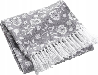 Plaid dekorativ Douceur d'intérieur Flavie, 125 x 150 cm, pambuk me poliester, gri me lule