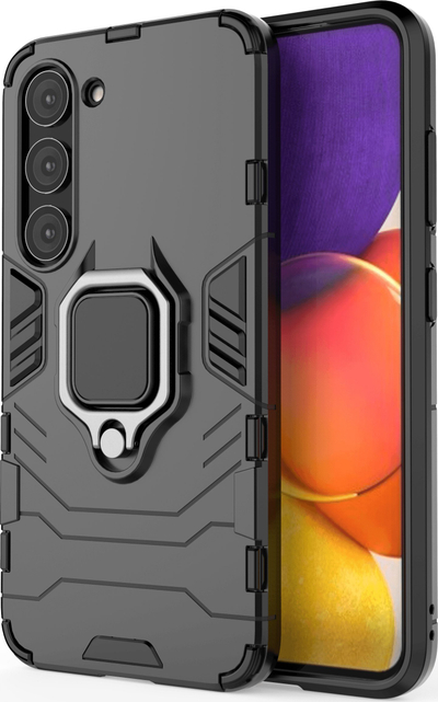 Kapak telefoni Hurtel Ring Armor për Samsung Galaxy S23, unazë magnetike, i zi