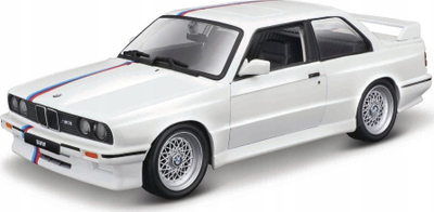 Makina model Bburago BMW M3 E30 ’88, shkalla 1:24, e bardhë