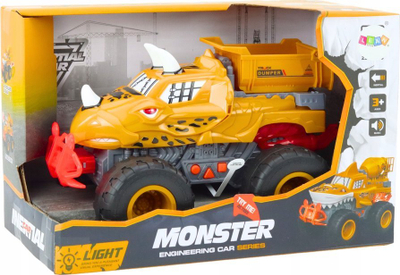 Lodër makinë off-road LEAN Toys, me fërkim, dinosauro, portokalli