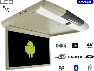 Monitor tavani për makinë Nvox, 15.6", LED Full HD, Android, bezhë