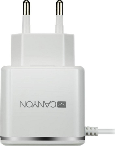 Karikues Canyon H-043 1x USB-A 2.1 A (CNE-CHA043WS), i bardhë/argjendtë