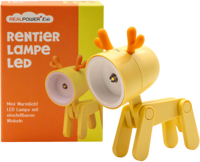 Електрична рачна лампа RealPower LED Animal Flashlight Deer, пренослива, жолта