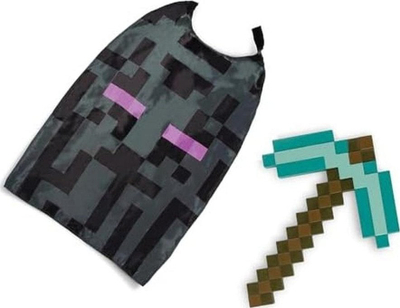Set aksesore kalamajsh Minecraft, pelerinë Enderman, kazmë diamond, njëpërmasor