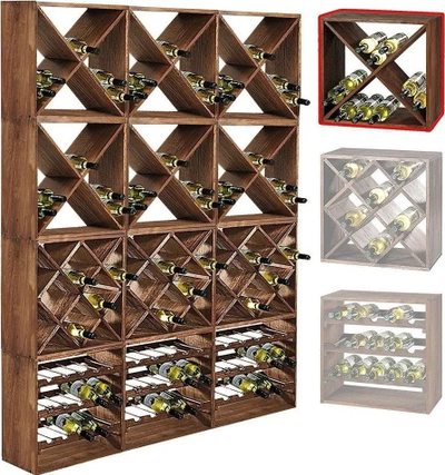 Raft vere Kesper Wine Bottle Shelving System 69244, 16 shishe, dru, kafe natyrale