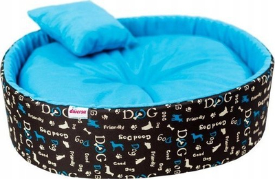 Shtrat për qen Diversa Funky Dog Bed 3, oval, me jastëk, blu
