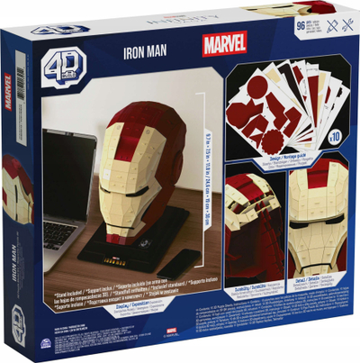 Puzzle 4D Puzzles Marvel Iron Man кацига, 96 парчиња, со постојка, декор за маса